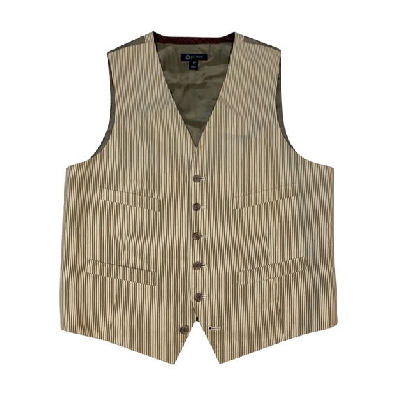 J.Crew Other - J.Crew Mens Tan White Striped Cotton Bemberg Waistcoat Vest Style 12446 Size M